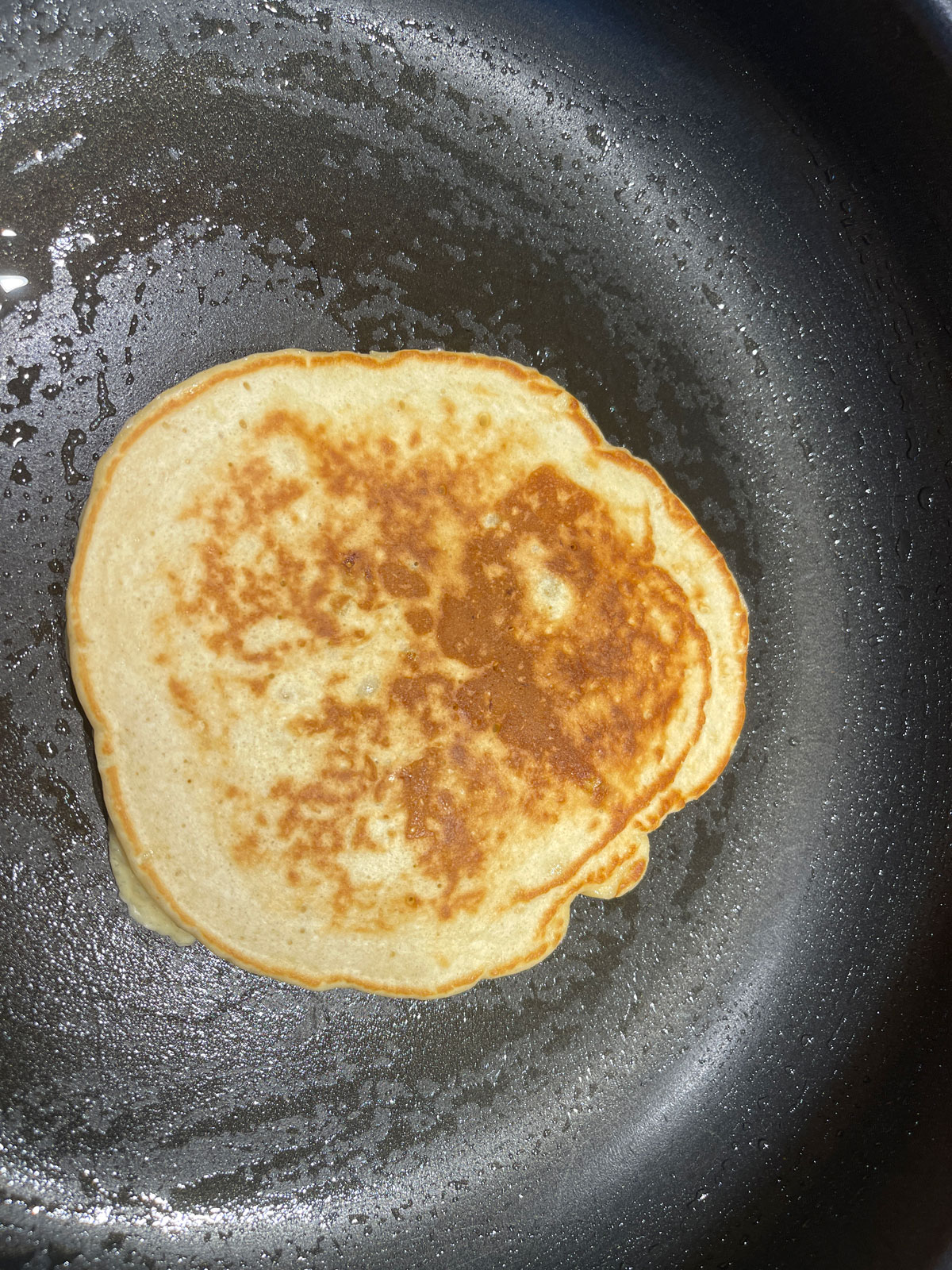 cooked peanut butter banana pancake